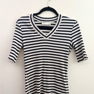 Striped V-Neck Ribbed Top